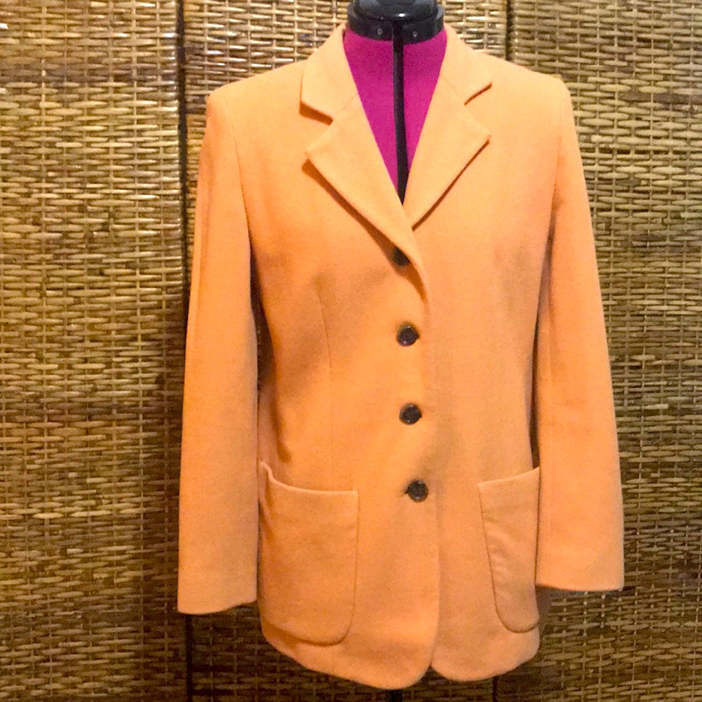Euc Ann Taylor Petites Apricot Lt Orange Wool Cashmere Angora Blend Jacket 4p